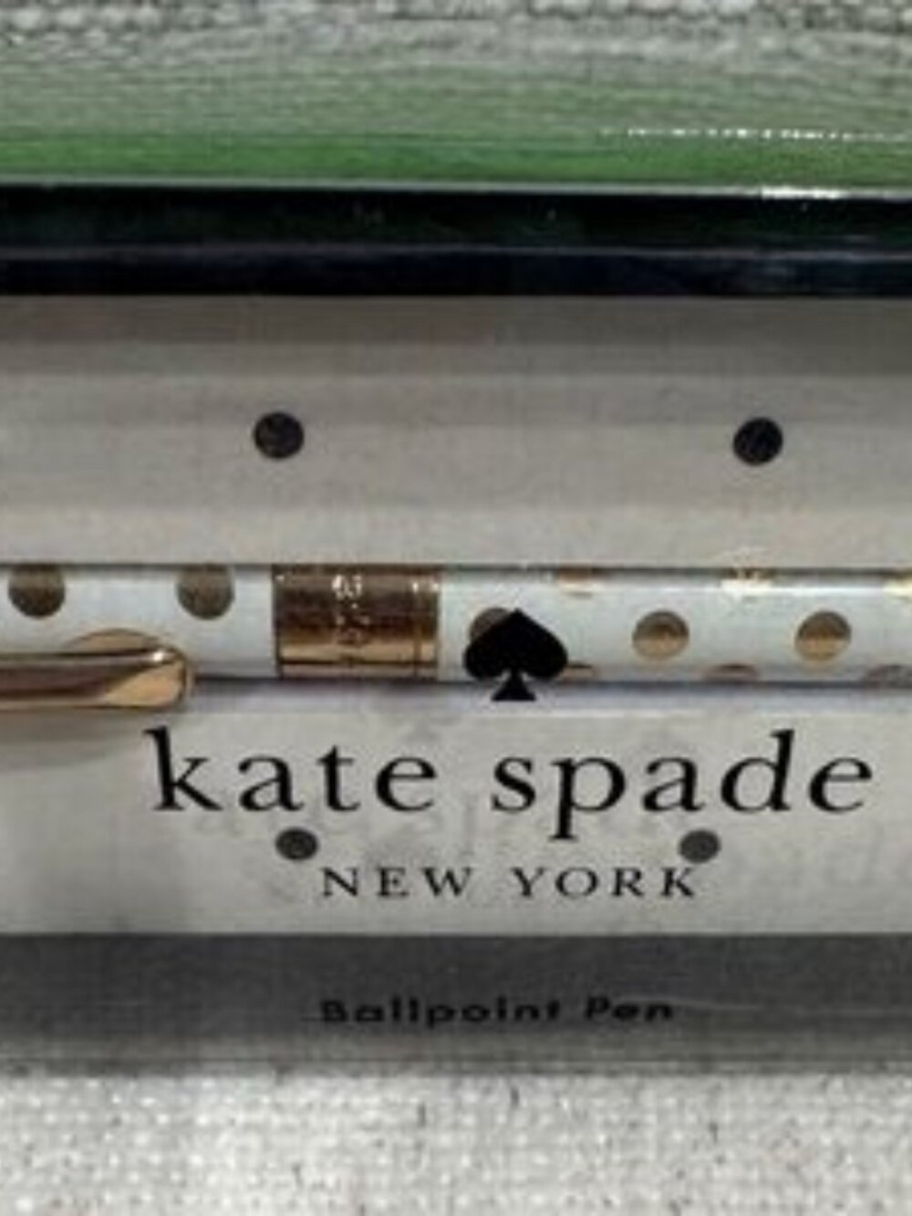 Kate Spade Gold and White Polka Dot Ballpoint Pen NWT
